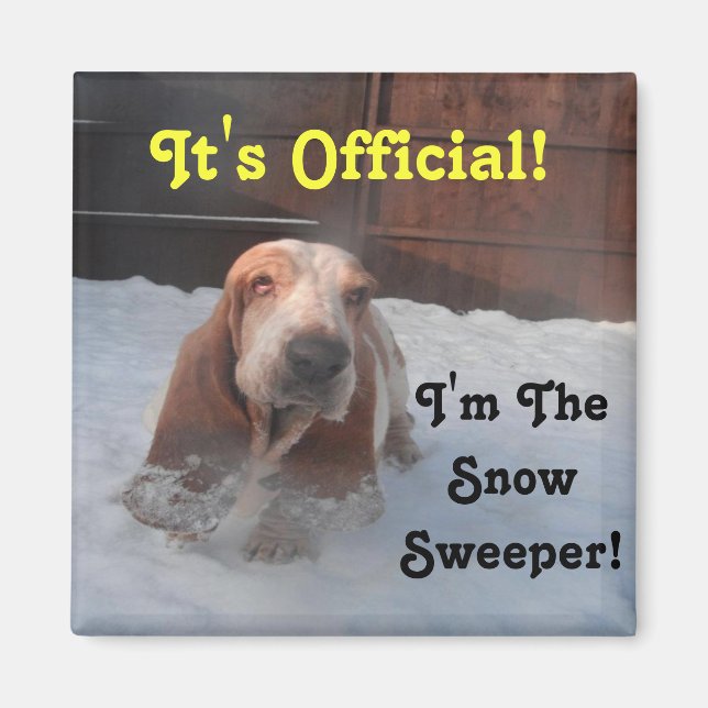 Magnet Basset Hound Snow Sweeper (Front)