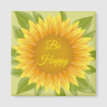 Magnet Be Happy Sunflower<br><div class="desc">This square magnet is shown with a lovely sunflower Be Happy print. 
Customise this item or buy as is.




Stock Image
freepik.com</div>