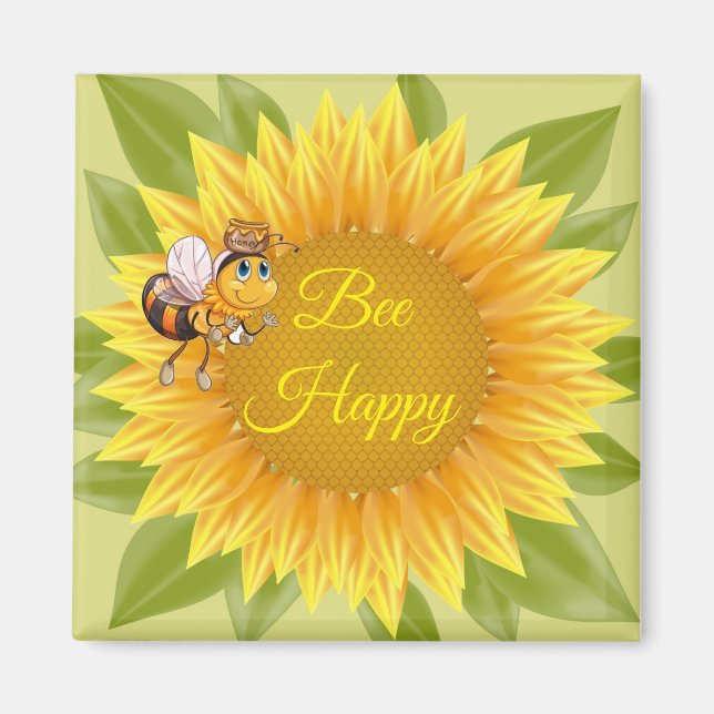 Magnet Bee Happy Bee Sunflower (Front)