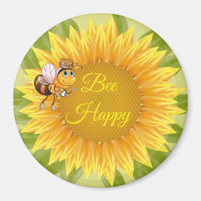 Magnet Bee Happy Bee Sunflower (Front)