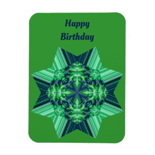 MAGNET BIRTHDAY CARD ~Green Blue Octagonal Star ~