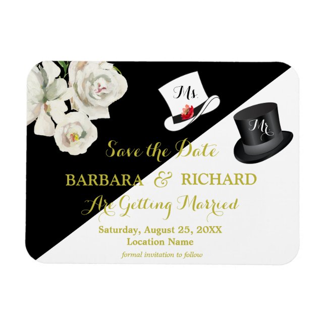 MAGNET Black & White Wedding Save the Date (Horizontal)