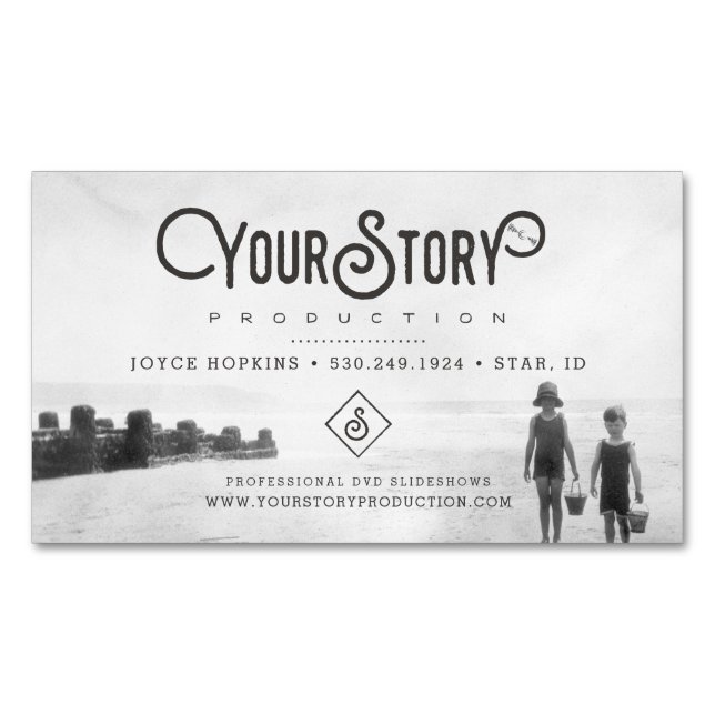 MAGNET BUSINESS CARD | Old Vintage Kids Photo (Front)