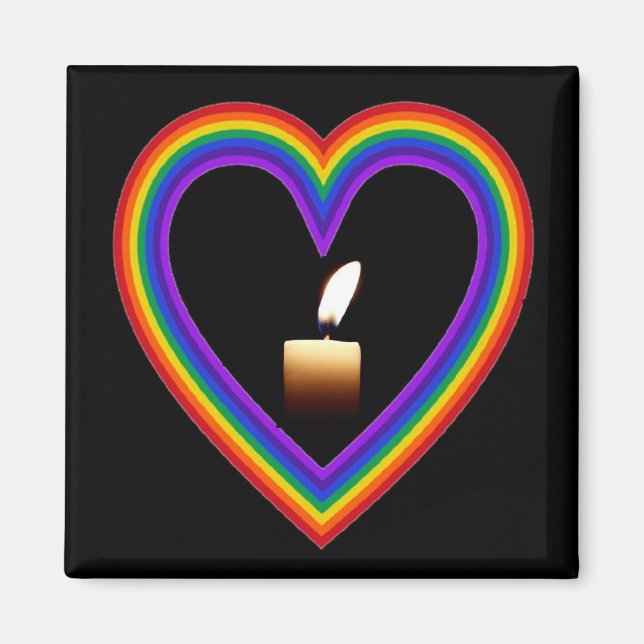 Magnet Candle In A Rainbow Heart (Front)