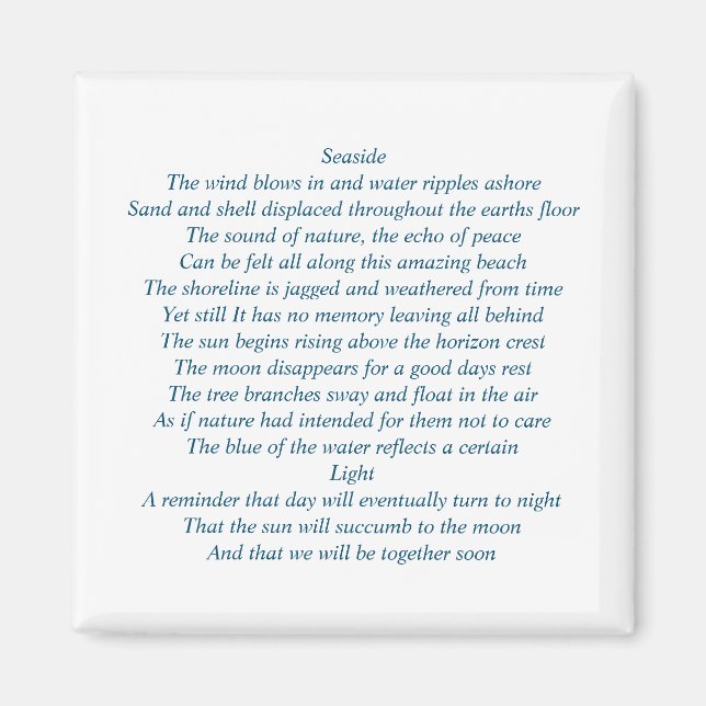 Magnet completye with original poetry (Front)