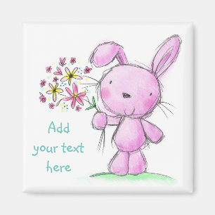 ♥ MAGNET ♥ Cute pink lilac bunny rabbit