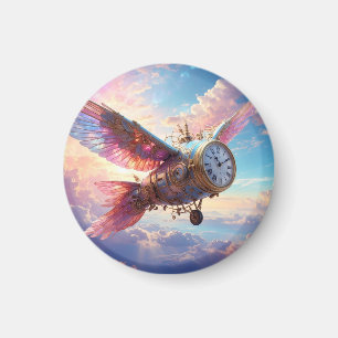Magnet featuring fantastical wing with clock face