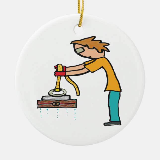 Magnet Fishing  Ceramic Ornament (Front)