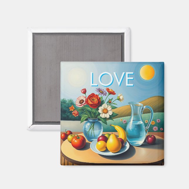 Magnet for Refrigerato:r Bless Your Food With Love (Front/Back)