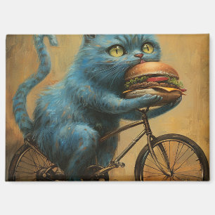 Magnet\Funny Blue Cat Riding Bicycle with Giant Magnet