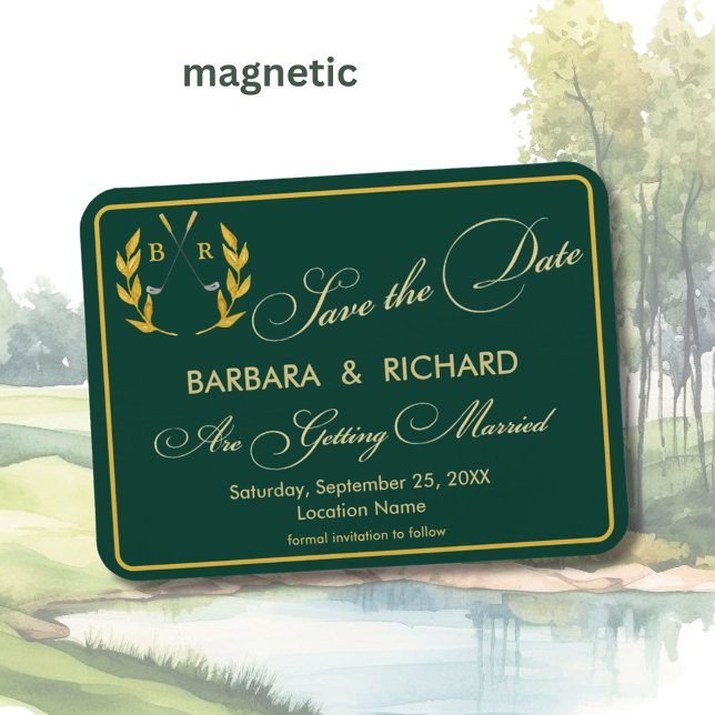 MAGNET Golf Theme Monogram Wedding Save the Date (Creator Uploaded)