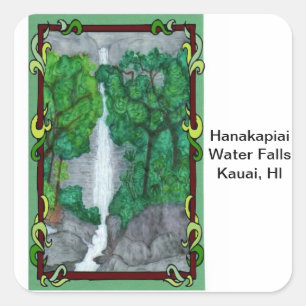 Magnet-Hanakapiai Water Falls Square Sticker