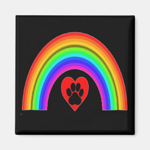 Magnet Heart With Paw Under A Rainbow