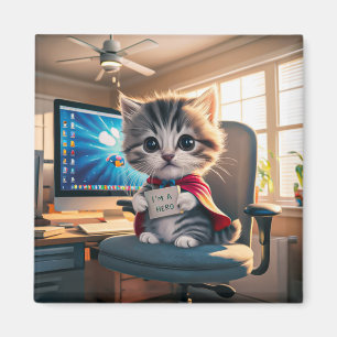 Magnet Katze mit Wecker 