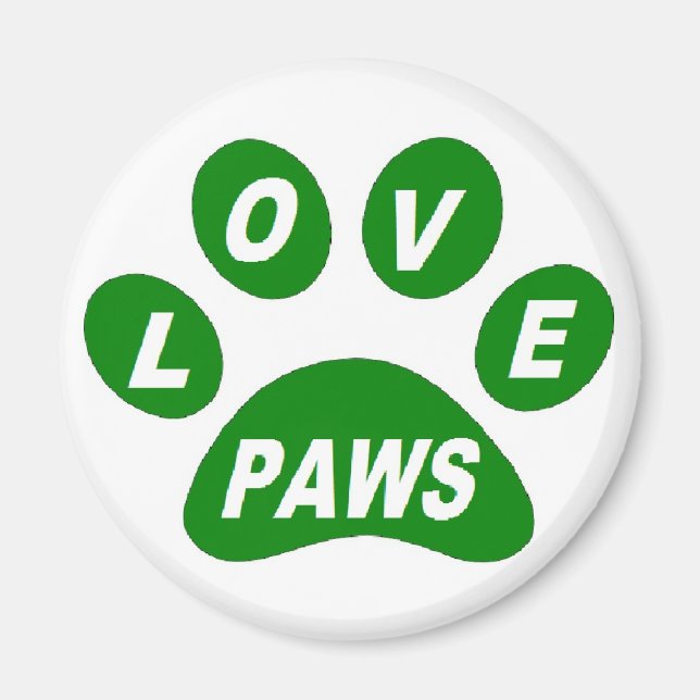 Magnet Love Paws on Paws Green (Front)
