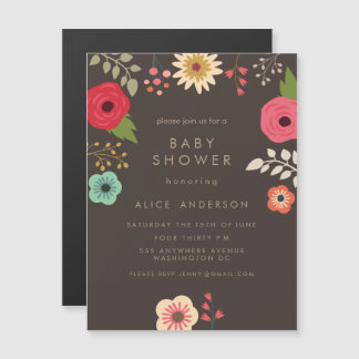 |MAGNET| Modern Floral Baby Shower Party Magnetic Invitation