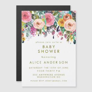  MAGNET  Painted Floral Baby Shower Invite