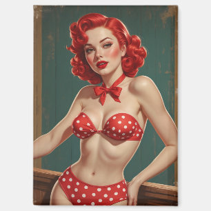 Magnet Pin-Up with red hair and dotted bikini