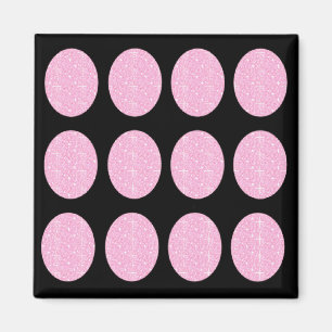 Magnet Pink Glitter Circles On Black