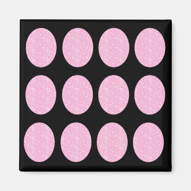 Magnet Pink Glitter Circles On Black (Front)