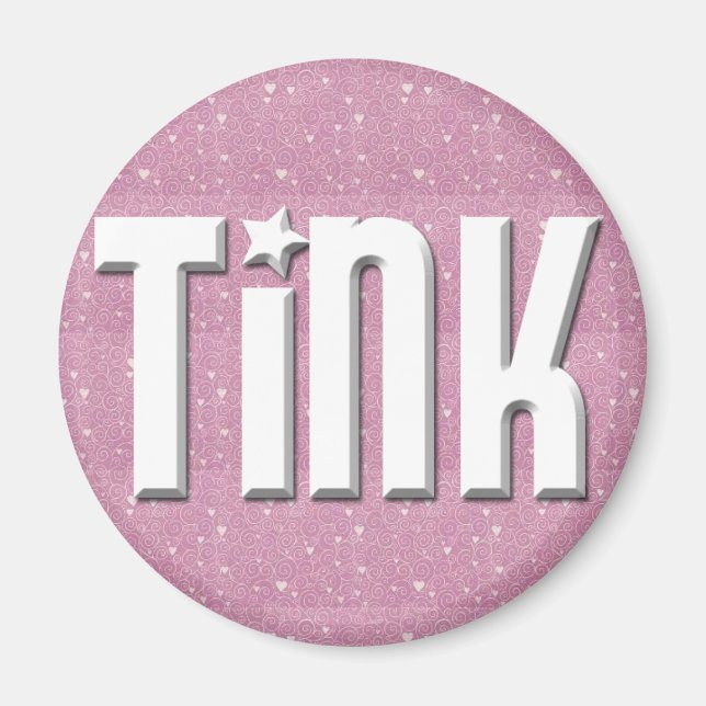 Magnet - Pink Hearts in White (Front)