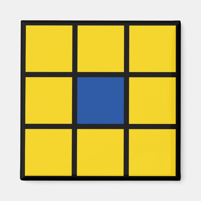 Magnet Quadrate Blume Gelb Blau (Front)
