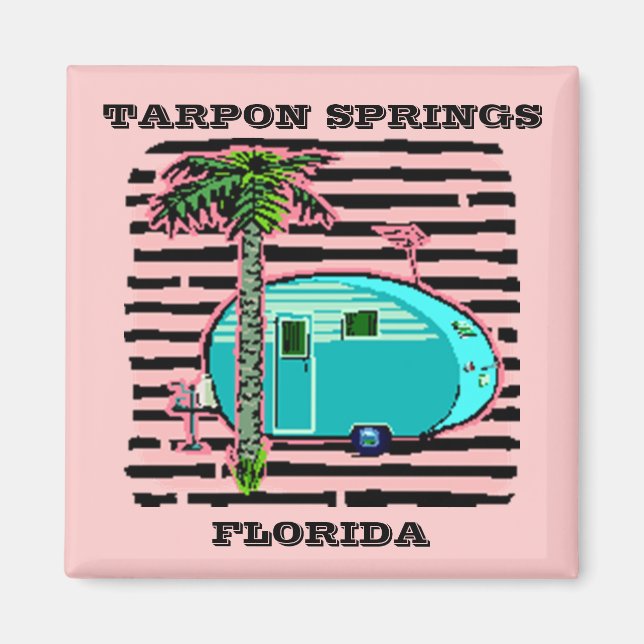 MAGNET- RETRO CAMPING IN CANNED-HAM STYLE TRAILER! MAGNET (Front)