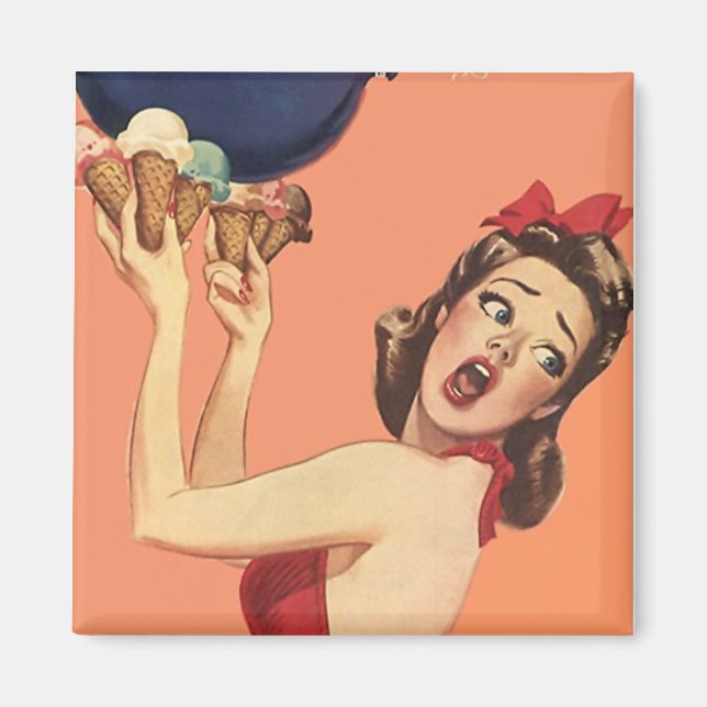 Magnet ~ RETRO Surprised Shocked Party Girl (Front)