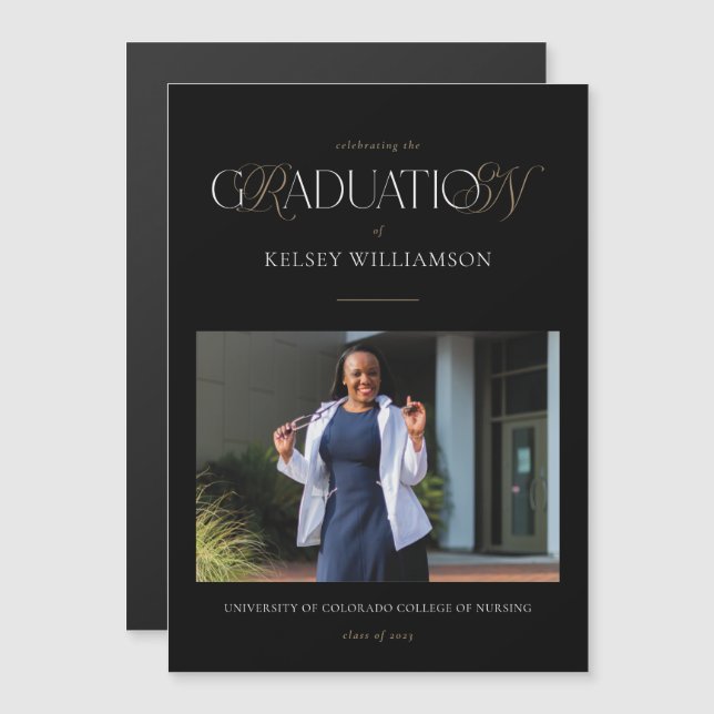 Magnet RN Nursing Degree Graduation Announcement (Front/Back)