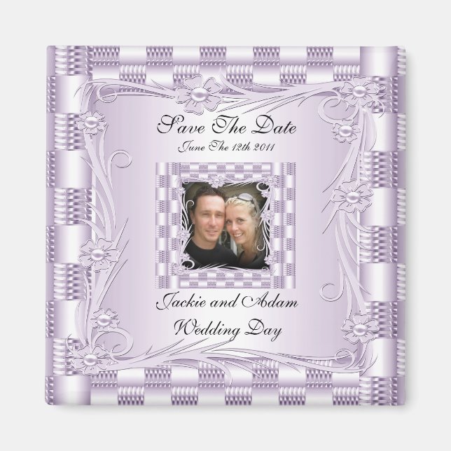 Magnet Save The Date Wedding Mauve Lilac Floral (Front)