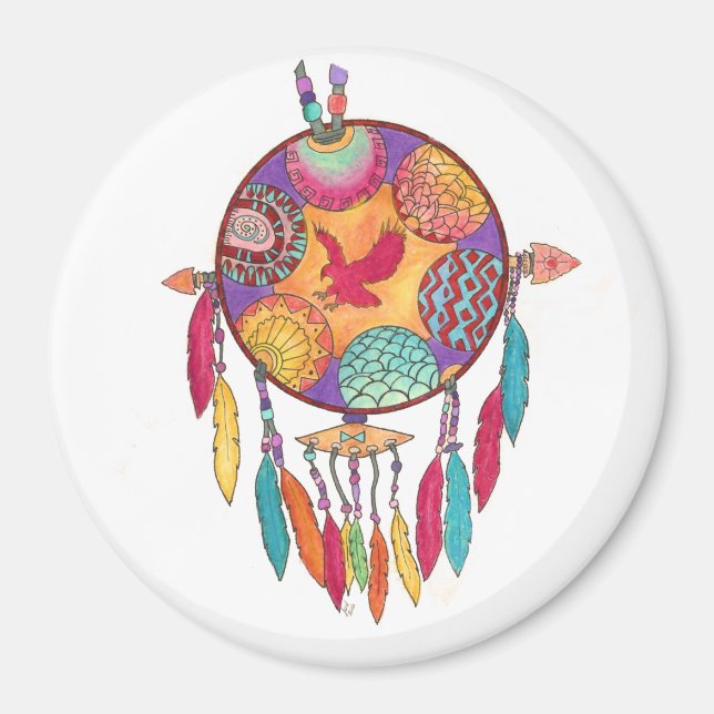 Magnet, southwestern native american mandala magnet (Front)