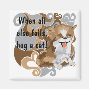 Magnet Square When all else fails, hug a Cat