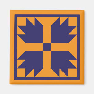 Magnet - UC Bear Paw Quilt Block (blue on gold)