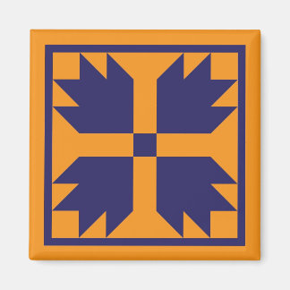 Magnet - UC Bear Paw Quilt Block (blue on gold)