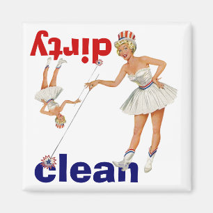 Magnet Vintage Gal Points Clean Dirty Dishwasher