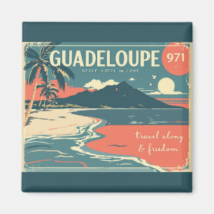 Magnet vintage Guadeloupe 971 - Tropical beach re