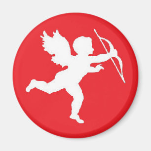 Magnet White Cupid On Red