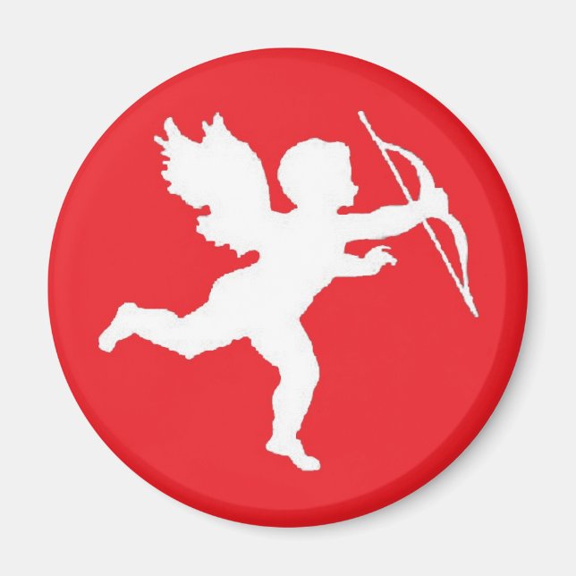 Magnet White Cupid On Red (Front)