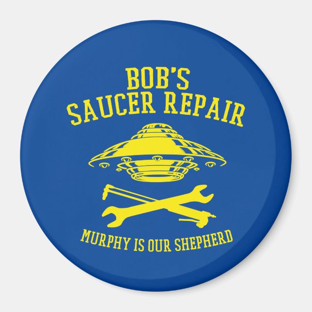 magnet with Bob's Saucer Repair logo (Front)