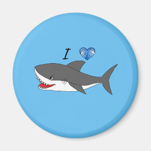 Magnet with cute I love sharks design