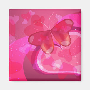 Magnet with decorative shining valentine butterfly