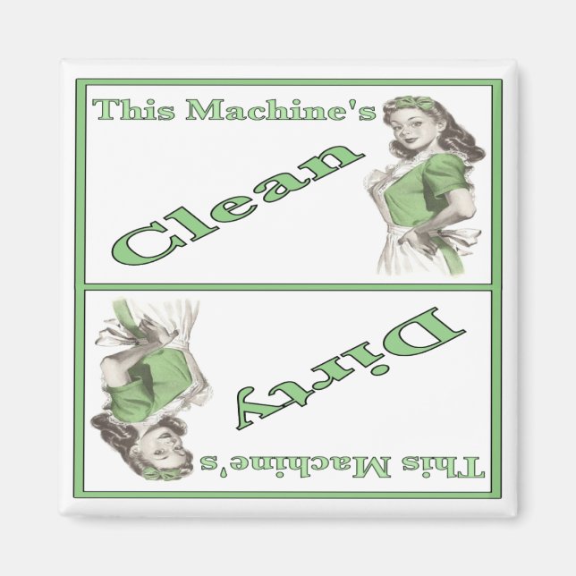 Magnet with Dirty Clean Dishwasher Maid Print (Front)