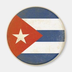 Magnet with Distressed Vintage Flag from Cuba