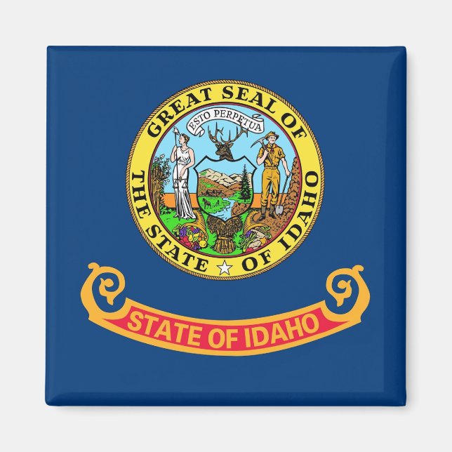 Magnet with Flag of  Idaho State - USA (Front)