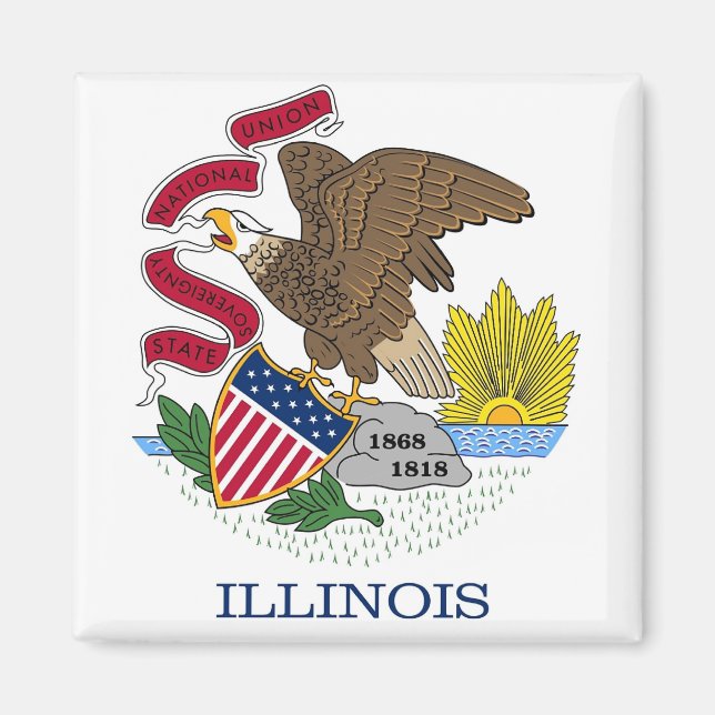 Magnet with Flag of Illinois State - USA (Front)