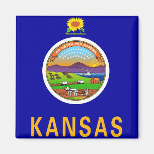 Magnet with Flag of Kansas State - USA