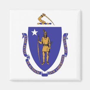 Magnet with Flag of  Massachusetts State - USA