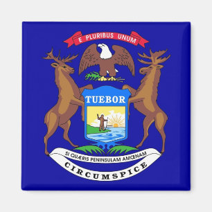 Magnet with Flag of Michigan State - USA