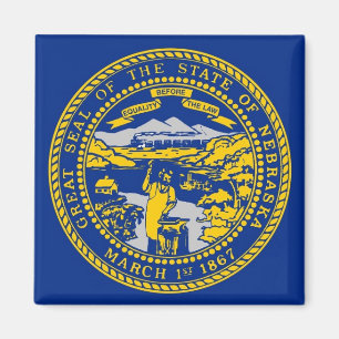 Magnet with Flag of Nebraska State - USA
