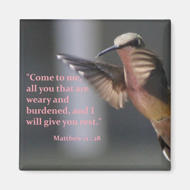 magnet with hummingbird - rest in the Lord (Front)